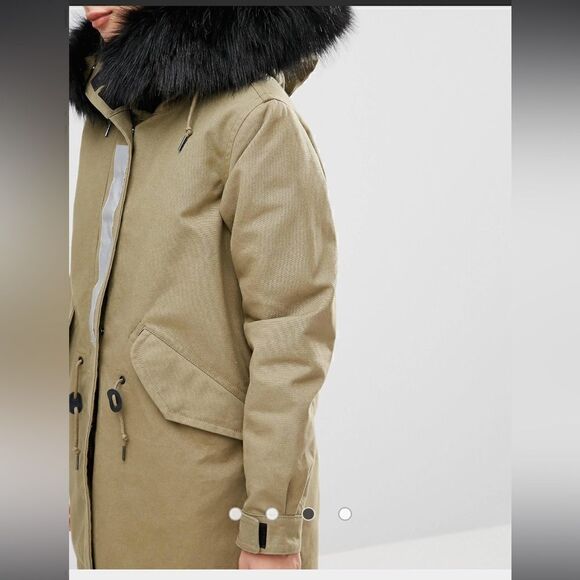 Converse Khaki Shield Storm Parka With Faux Fur Lined Hood - Picture 4 of 16